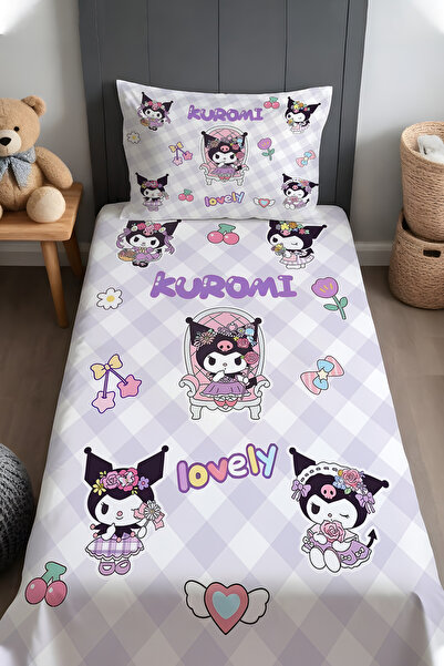 EVPANYA Kuromi Flower Yard Patterned Bedspread and Pillowcase