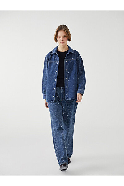 LC Waikiki Straight Fit Taş Baskılı Kadın Jean Pantolon