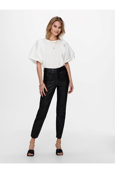 ONLY Onlemily Hw St Ank Faux Leather Women's Trousers