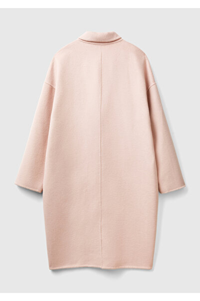 United Colors of Benetton Γυναικείο παλτό με σχέδιο τσέπης από μικτό ροζ μαλλί