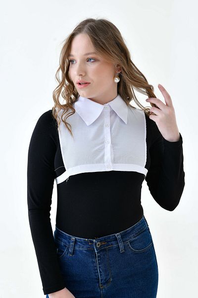 mirach Plus Size 2 Pack - Αμάνικο Crop πουκάμισο με ελαστικό λαιμό και βαμβακερό γιακά με χαμηλό κούρεμα