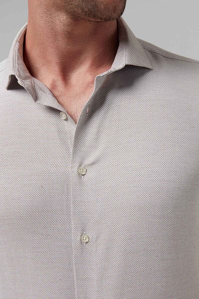 Twn Slim Fit Καφέ Μπλουζάκι Dobby Easy Iron