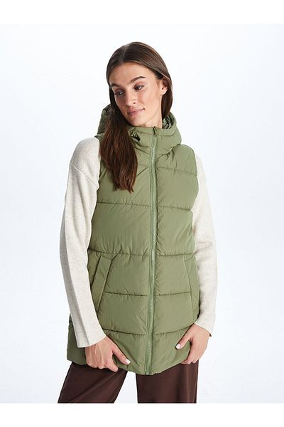 LC Waikiki Lcwk Damen-Weste mit Kapuze, einfarbig, aufblasbar
