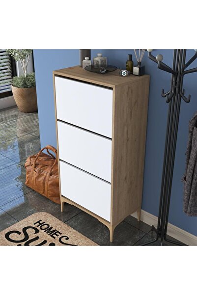 Home Canvas خزانة أحذية أوتو من HC Home Canvas باللونين الجوز والأبيض