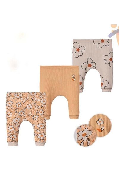 Necix's Daisy Detailed 3-Piece Baby Girl Bottom