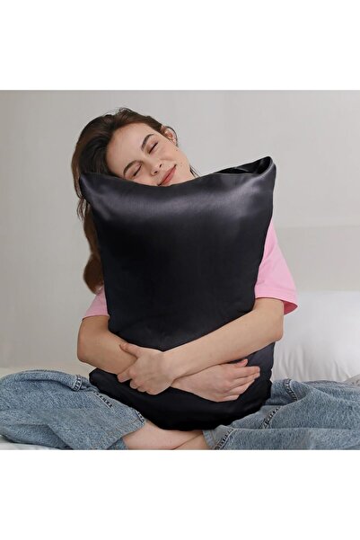 AG ATÖLYE Шовкова атласна наволочка 50x70 см - 2 шт Кучеряве волосся, чорне придане 2 шт