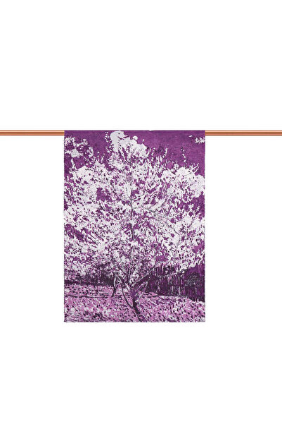 Bursa İpek Μωβ χειμερινό σάλι με μοτίβο ροδάκινου