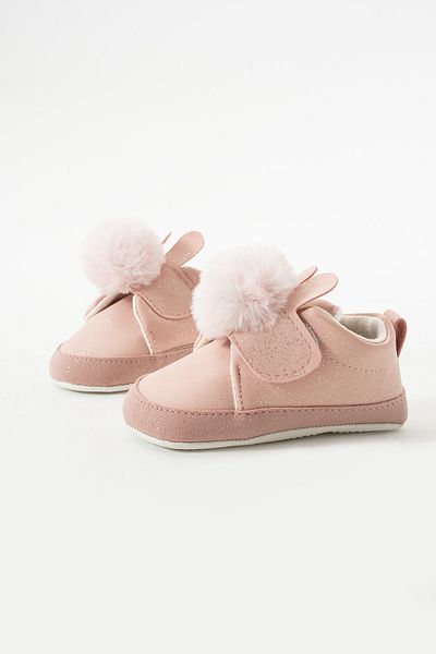 yummy kids Non-Slip Sole Ear Pompom Detailed Velcro Comfortable Baby Girl First Step Booties