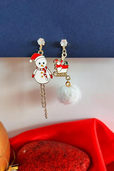 New Obsessions Christmas Figures Enamel Asymmetrical Dangle Earrings