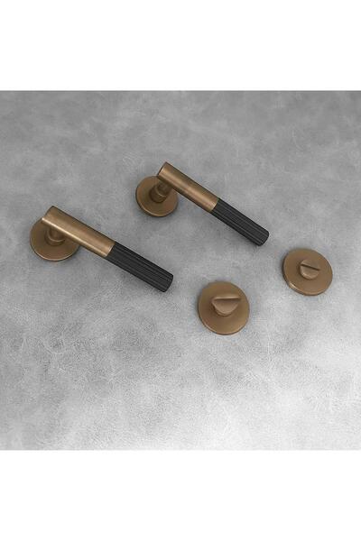 KOLDOOR Duo One-S Zamak galben antic - WC negru cu rozetă Mâner ușă baie 1 set