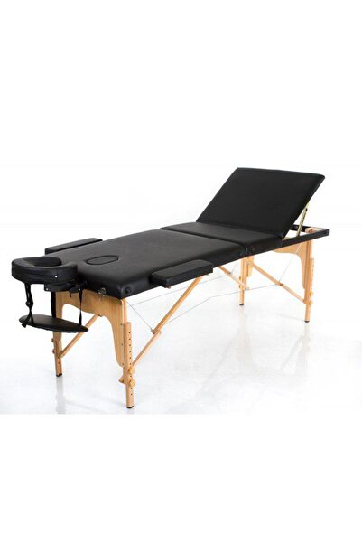 Naturachi Masaj Yatağı Ahşap Masaj Sedyesi 3 Parçalı Siyah Renk