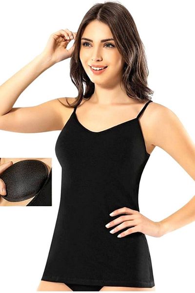 Moldina 2-Piece Women's Cotton-Padded Undershirt - Black (2 Pcs)