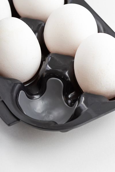 Porsima L-00628 2-Piece Anthracite Black Egg Holder Refrigerator and Egg Storage Container - 12 Compartments with Lid