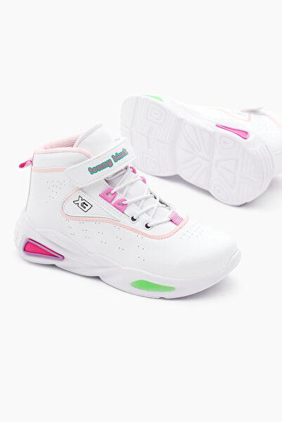 Tonny Black Unisex Children's Sneakers - White, Fuchsia, Elastic and Velcro