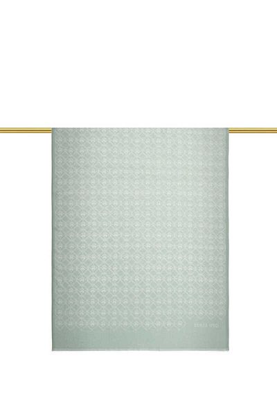 Bursa İpek Șal de mătase jacquard cu model monogramă verde apă