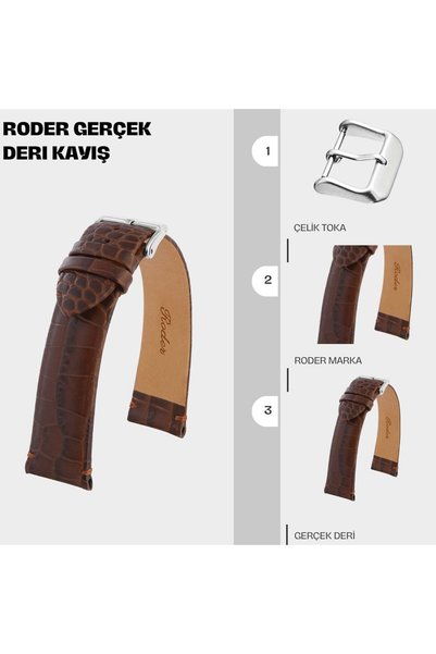 RODER R4171S Leather Strap - Brown - 18mm