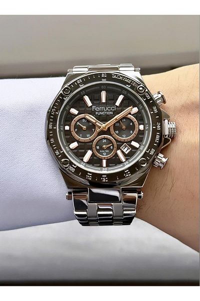 Ferrucci Men's Functions Active Steel Band Wrist Watch