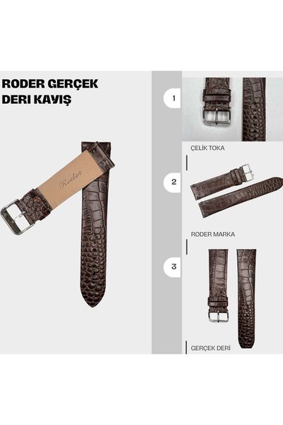 RODER R4174 Leather Strap - Brown - 22mm