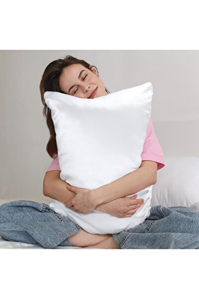 AG ATÖLYE Μαξιλαροθήκη 50x70 εκ. Μεταξωτό Σατέν - 2 τμχ Λευκά σγουρά μαλλιά και προίκα