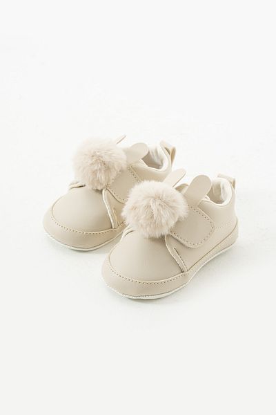yummy kids Non-Slip Sole Ear Pompom Detailed Velcro Comfortable Baby Girl First Step Booties