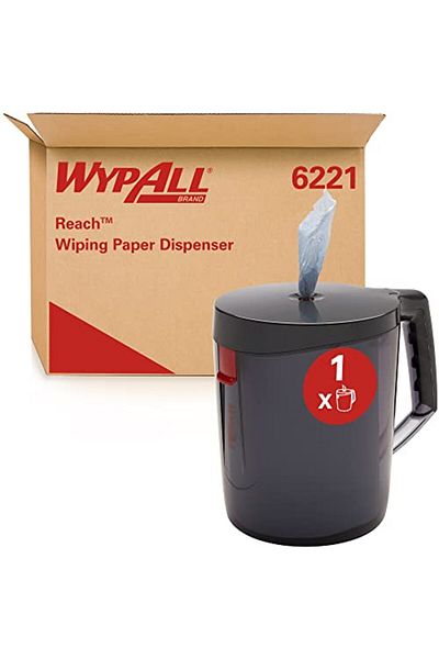 Wypall Reach Wiping Paper Dispenser - Black, Portable & Hygienic, Single-Sheet