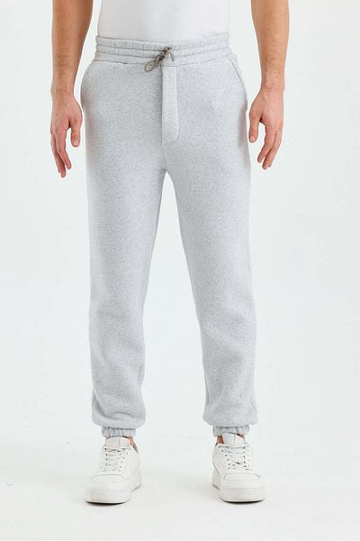 DENSMOOD Men's 3 Thread Ribbed Tracking Pants with Elastic Waist