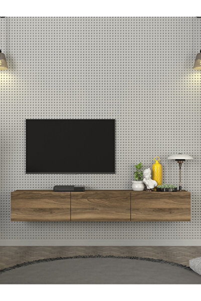 dorpek Cercei Tv Ünitesi Modern Tasarım, Geniş Ekran Uyumlu, Raflı Ve Geniş Alanlı Tv Sehpası 180 Cm Ceviz