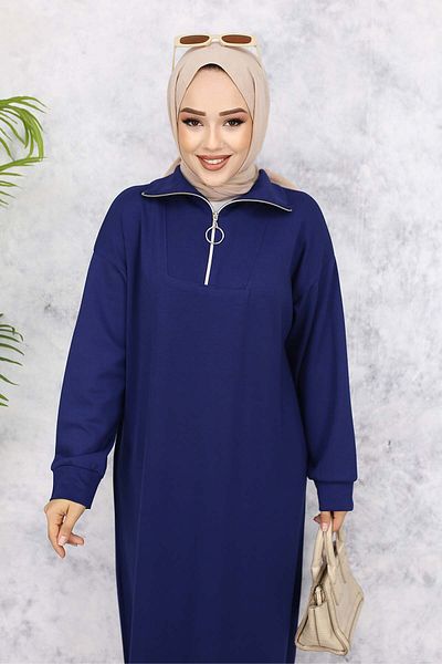 benguen Μπλε Navy Basic Hijab Φόρεμα - 2333