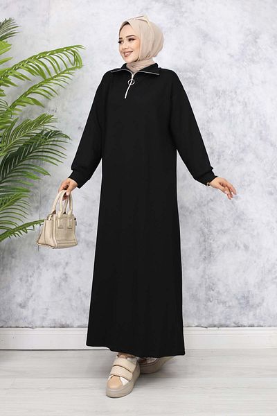 benguen Μαύρο Basic Hijab Φόρεμα - 2333
