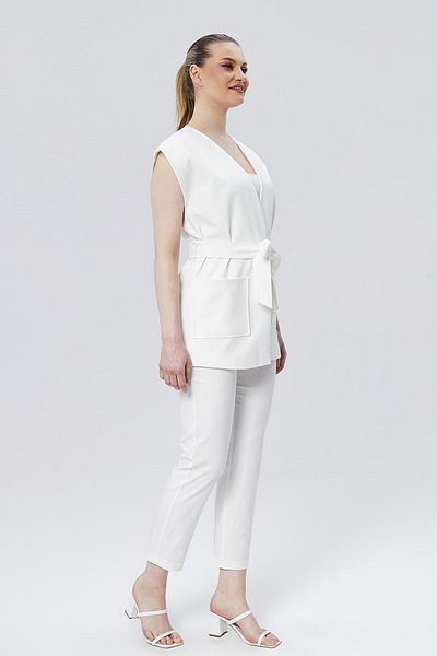 Appleline White Women's Double Set - Saddlebag Kimono, Vest and Trousers
