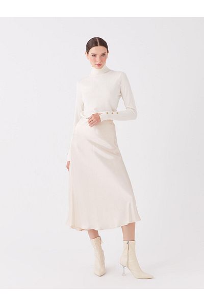 LC Waikiki LCW Vision Vanilla Standard Fit egyenes szatén női szoknya