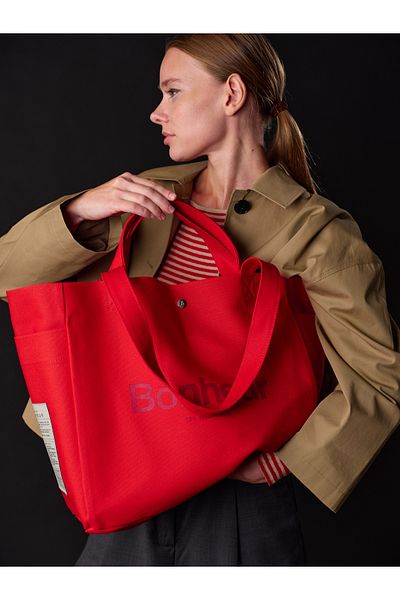 Bonheur N ° 4 Raspberry Red Canvas Bag