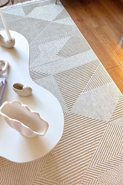 Cool Halı Vera 1454 Krem Yumuşak Dokulu Halı Kilim Salon Mutfak Koridor Kesme...