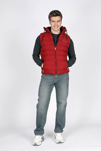 Lee Cooper Claret Red Ανδρικό γιλέκο με κουκούλα - Caspian