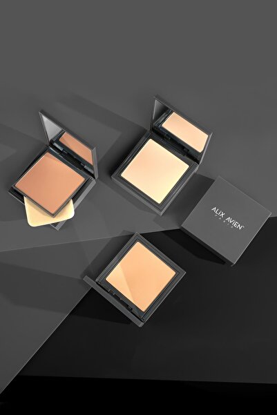 Alix Avien Kompakt Pudra - 12 Saate Kadar Kalıcılık - Soğuk-Nötr Cilt Alt Tonu - Compact Powder 11 Caramel