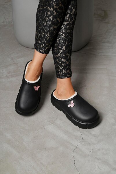 Beyond Black Hera Butterfly Buckle Wool Waterproof Women's House Slippers - 3cm Byndhfay02