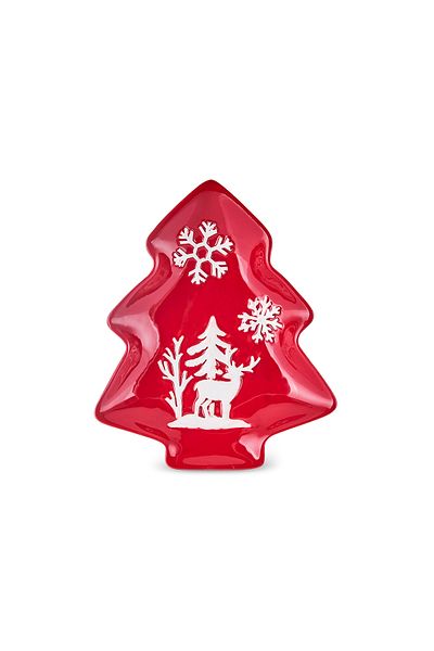 Karaca New Year's Snowy Red Serving Plate - 18 cm