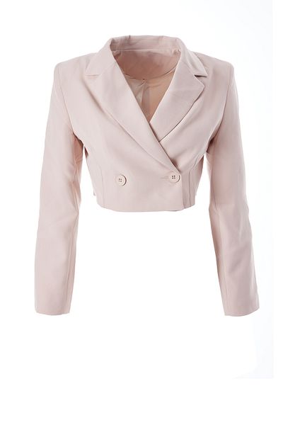 Quzu Πέτρα σακάκι με διπλό στήθος Crop Blazer