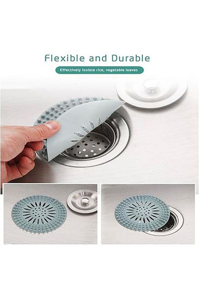 MAİN SHOP Silicone Sink and Bathtub Stopper Round Strainer Bath Stopper Bathroom Drainer White Color 1Pcs M-140