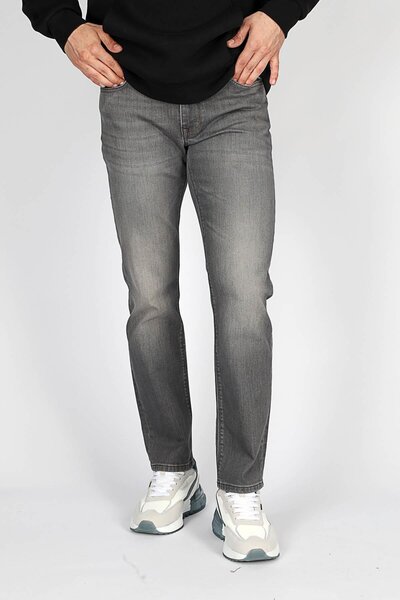 Lee Cooper Ανδρικό τζιν παντελόνι Jagger Normal μέσης λεπτής εφαρμογής με ίσιο πόδι Ferb πίσω καφέ μεσαίο