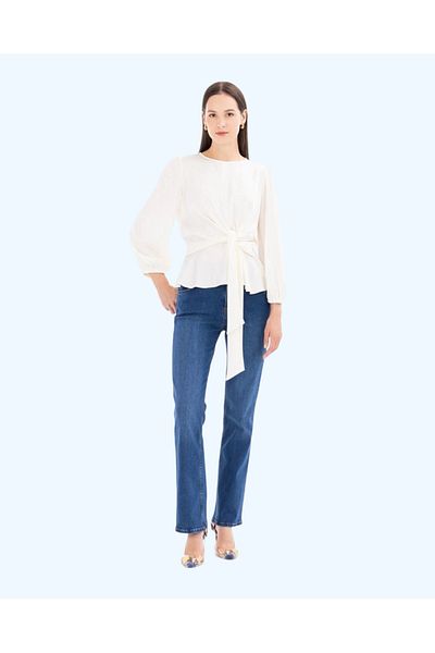 SEÇİL Round Neck Tied Bluz