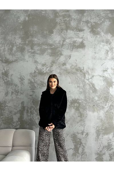 LİSAA BUTİK Women's Hooded Plush Fur Coat