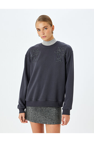 Koton X Şahika Ercümen - Hanorac oversize cu mânecă lungă, cu gât și piatră