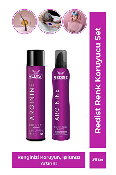 Redist Arginin Saç Şekillendirici Set | Saç Spreyi ve Saç Köpüğü ile Güçlü ve...