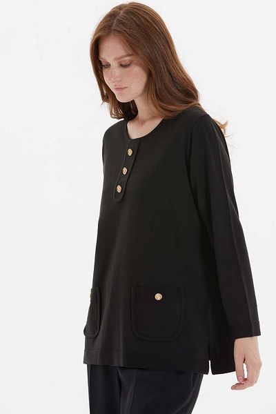 Two Mail Black Blouse - with Pocket Details