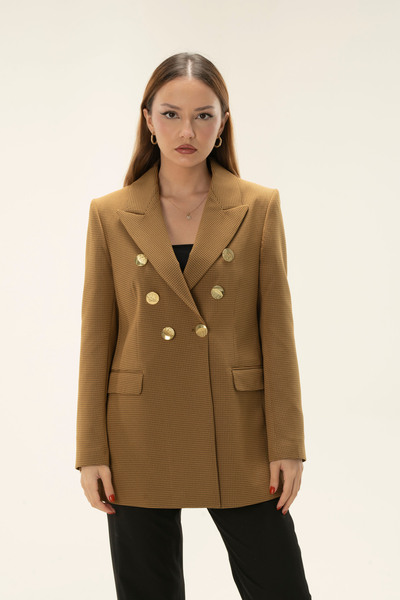 MY COUSİN Kruvaze Vatkalı Astarlı Gold Düğme  Blazer ceket