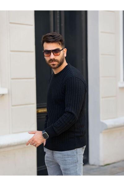 Know Pánský černý svetr Thessaloniki Crew Neck Neck