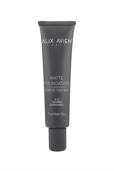 Alix Avien Matte Foundation with Long-Lasting Natural Matte Finish Vitamin E - Matte Foundation 412 Warm Caramel