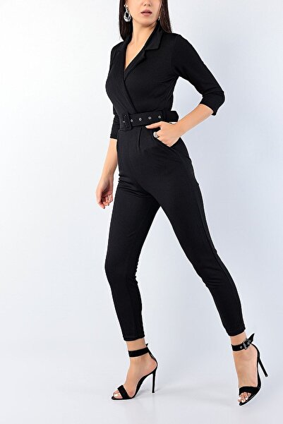 lovebox Ζώνη με μοτίβο Λεπτομερής ελαστική μονοκόμματη μαύρη βραδινή φόρμα 32044