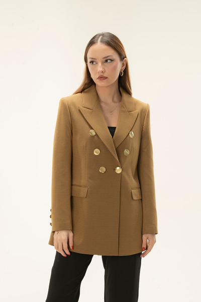 MY COUSİN Kruvaze Vatkalı Astarlı Gold Düğme  Blazer ceket